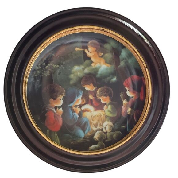 "Come Let Us Adore Him" 1991 Hamilton Collection 8" Plate In Plate Frame - Picture 1 of 3